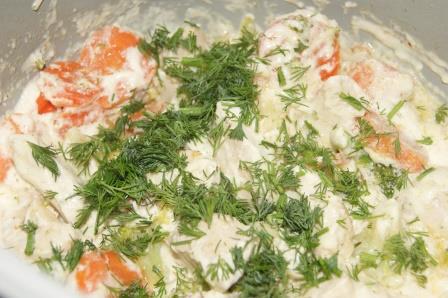 Бланкет из курицы с овощами в мультиварке