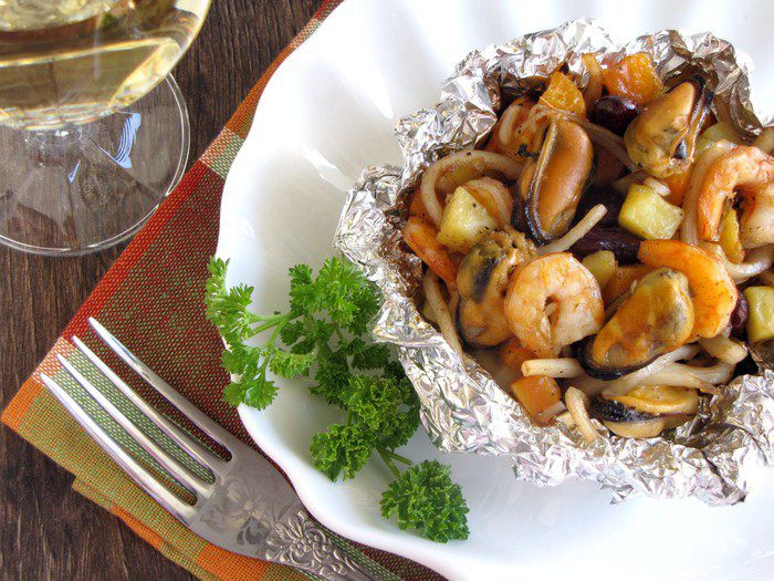 Корзиночки с морепродуктами
