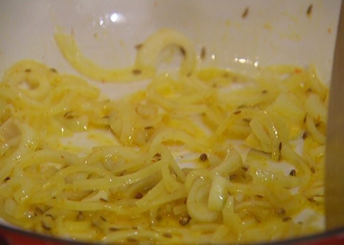 Рис с баклажаном, фетой и гранатом