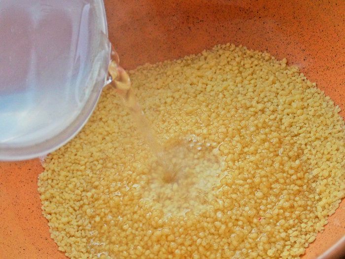 Кускус с овощами и ветчиной