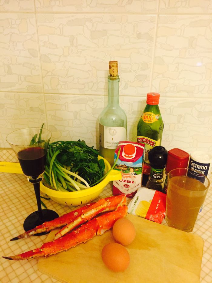 Зеленый крем-суп с крабом 