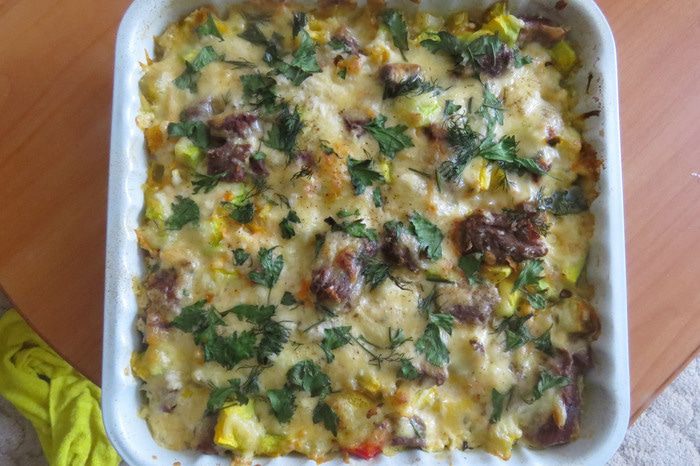 Запеканка с мясом и тыквой