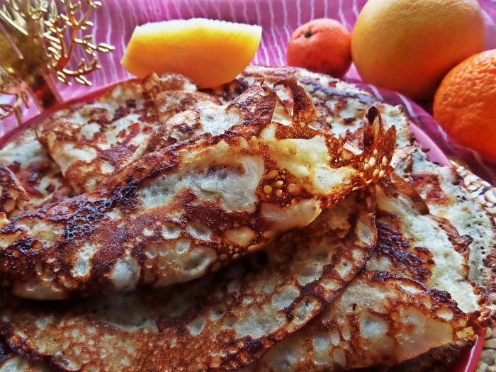 Блины с сыром и мясным припёком