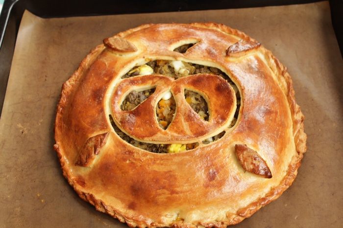 Пирог с печенью, рисом и тыквой