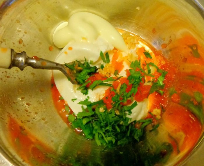 Заварные булочки с ветчиной, сыром и болгарским перцем