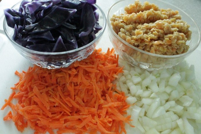 Ленивые голубцы с красной капустой