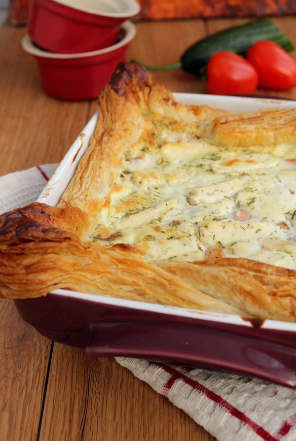 Рыбный пирог с плавленым сыром