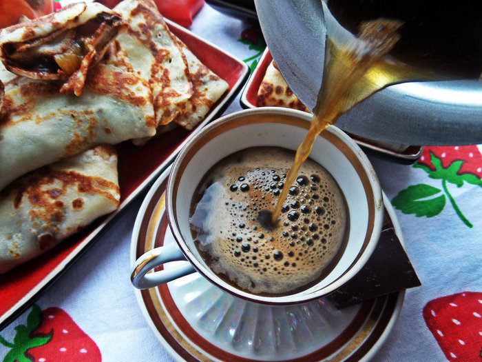 Блины с хурмой и шоколадом