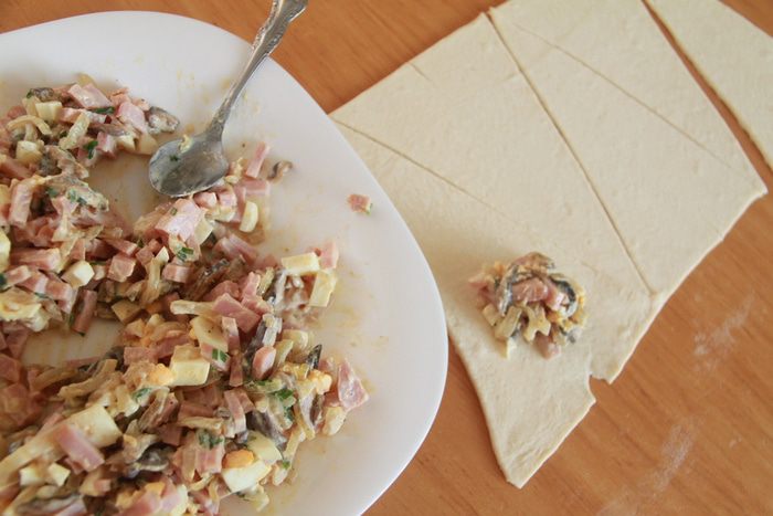 Круассаны с ветчиной