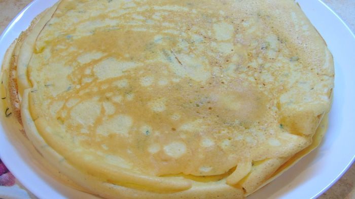 Блины на ряженке с зеленью
