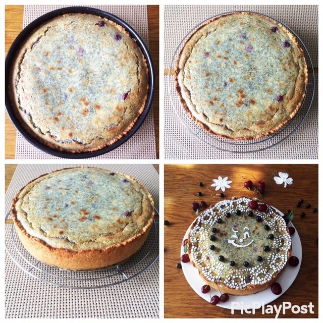 Сметанный пирог с маком и вишней