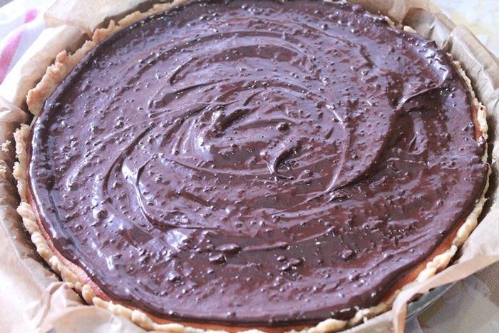 Тыквенный пирог с риккотой и шоколадной глазурью