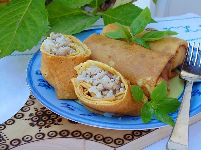 Тыквенные блины с мясом