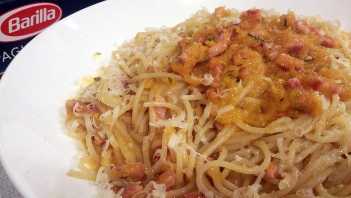 Спагетти с тыквенным соусом