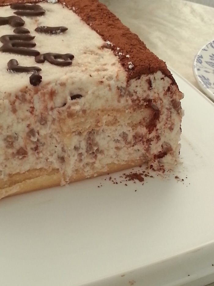 Творожный тирамису с кусочками какао-желе