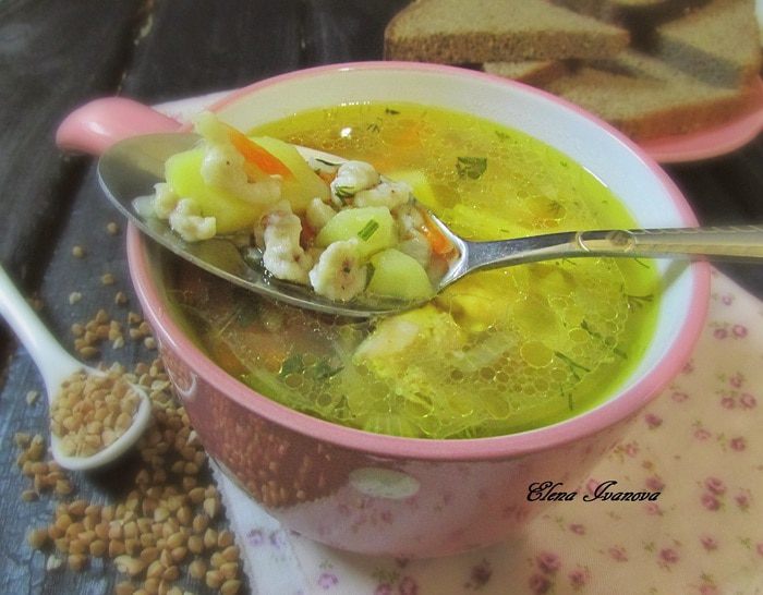 Суп с гречневыми клецками-кнопками