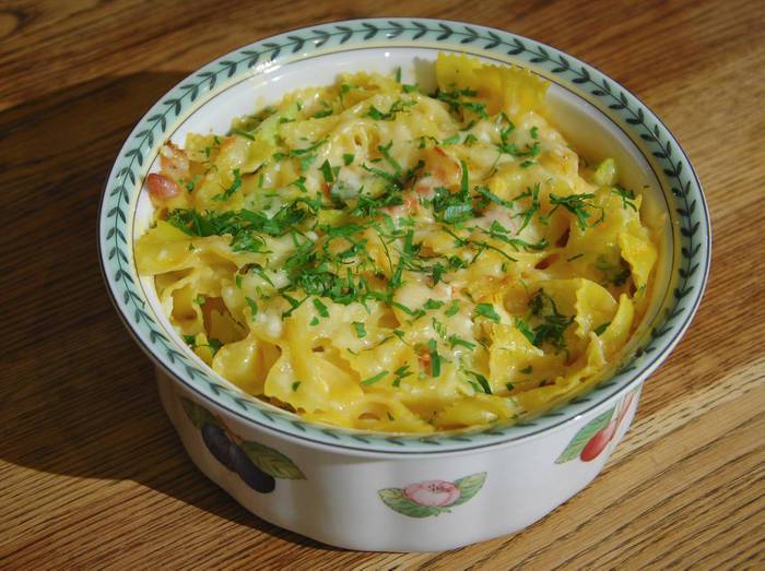 Паста, запеченная с тыквой и брокколи