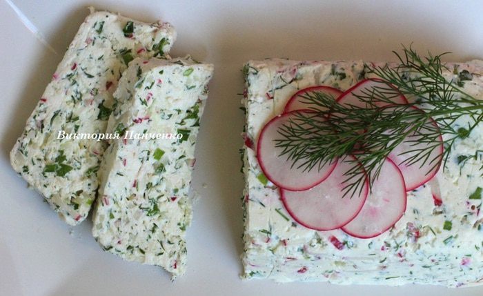 Террин из творога с редисом и травами