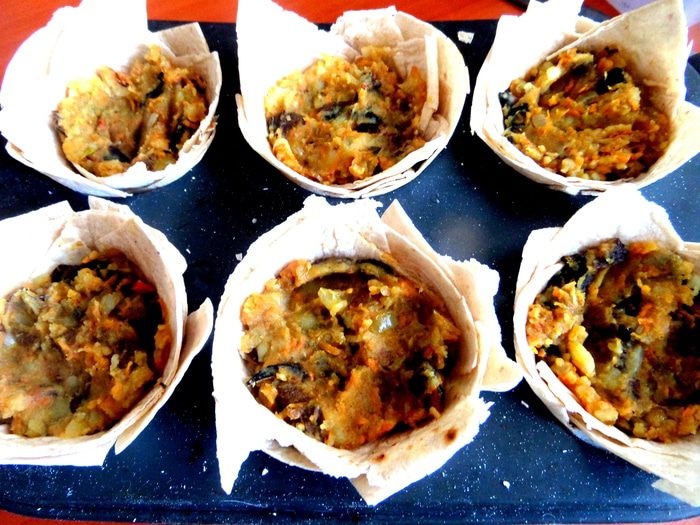 Грибы с картошкой в корзиночках из лаваша (постные)