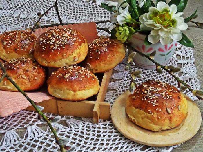Булочки с начинкой на творожном тесте