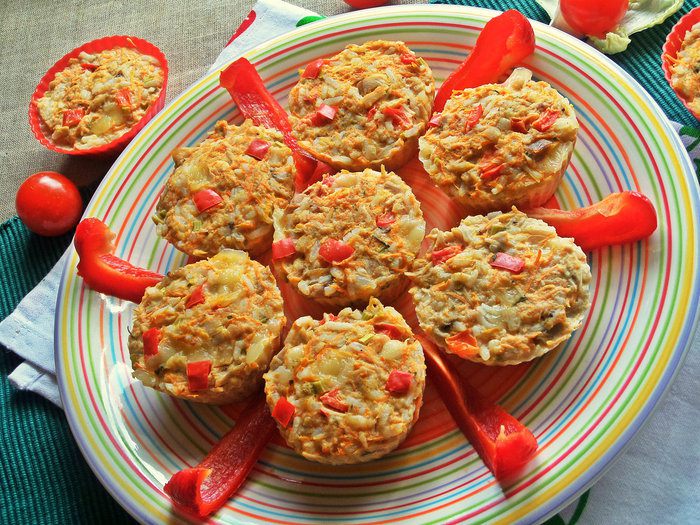 Кексы с курицей и рисом