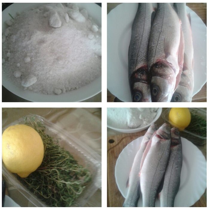 Сибас (морской волк), приготовленный в соли