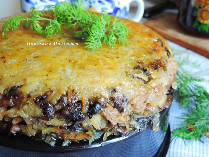 Постная картофельная запеканка с грибами