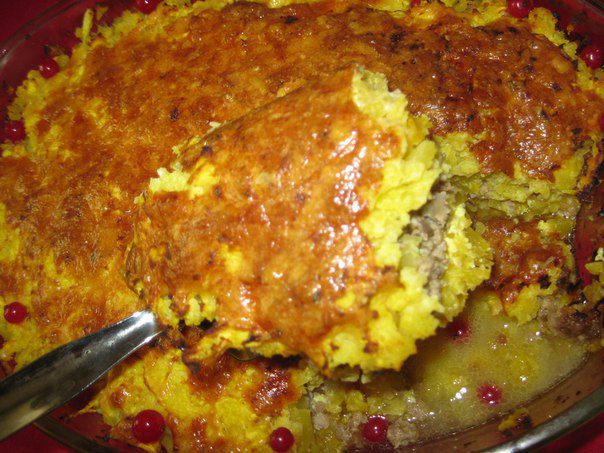 Запеканка из тыквы с мясным фаршем