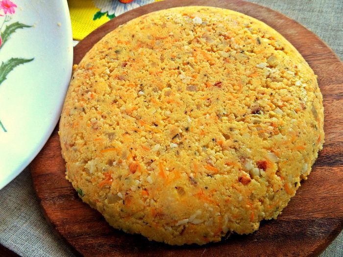 Полента с беконом и овощами