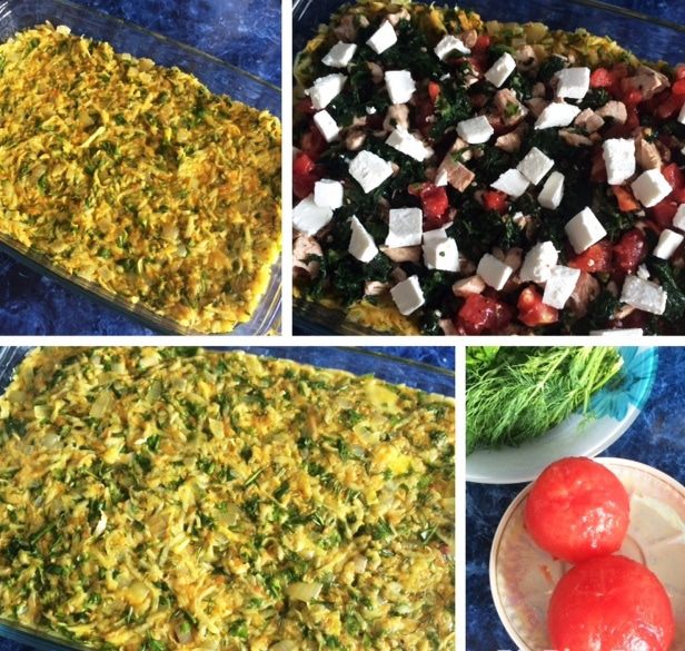 Картофельная запеканка с брынзой и шпинатом