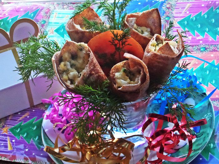 Салат-закуска &amp;quot;Сырные кулёчки&amp;quot;