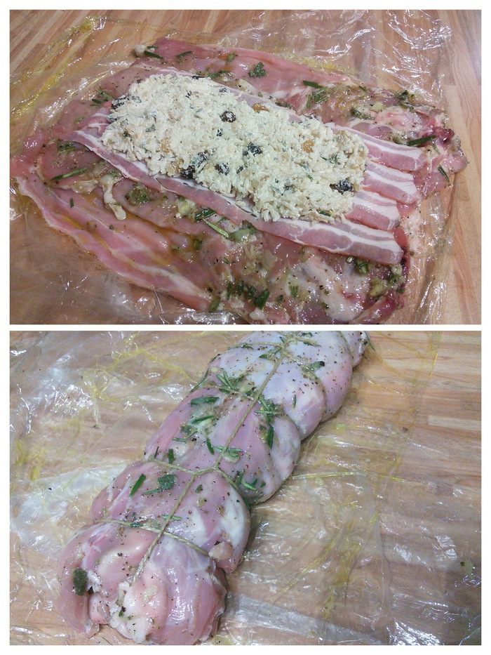 Седло кролика, фаршированное ароматным рисом