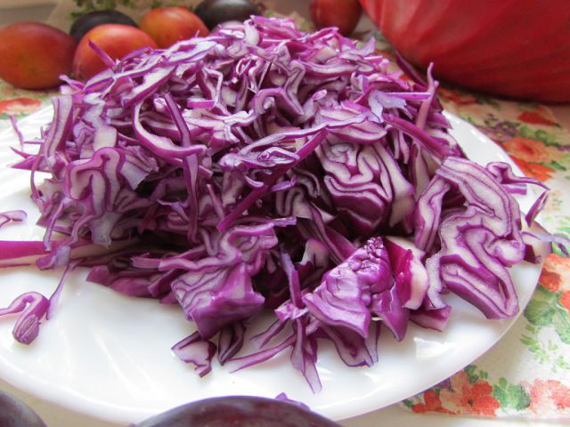 Краснокочанная капуста, консервированная со сливами