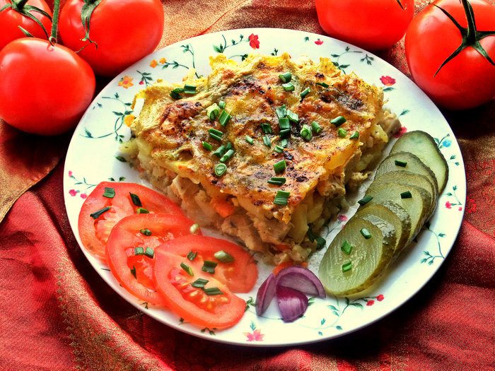 Картофельная запеканка с курицей