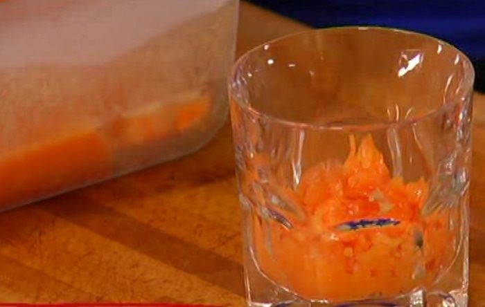 Гранита из манго, персиков и апельсинов