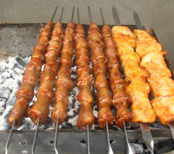 Шашлык из куриных сердечек