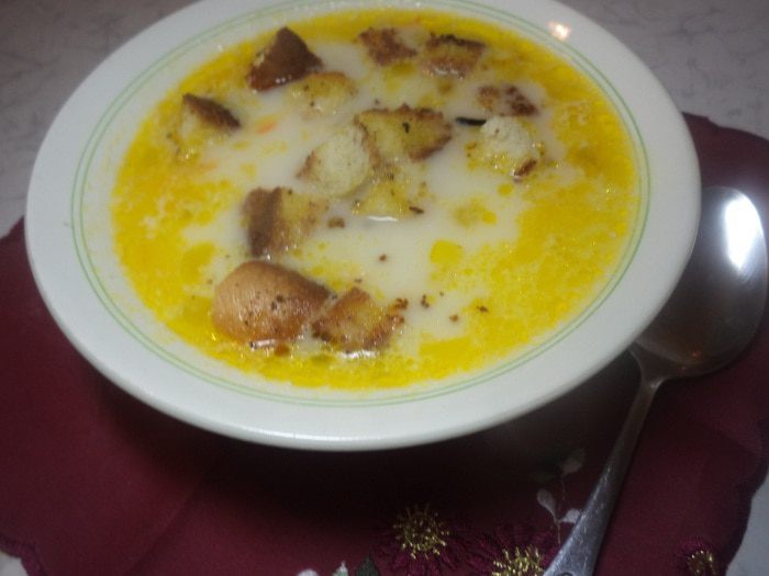 Суп  &amp;quot;Счастье  Рокфора&amp;quot;  с  курицей,  рисом  и  плавленым  сыром