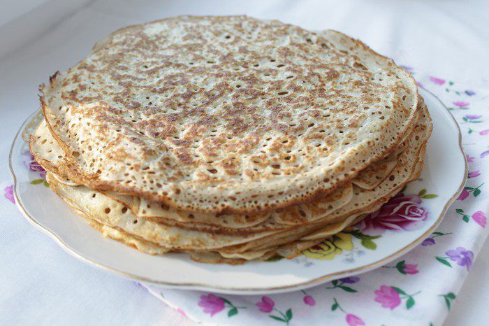 Блины с  муссом из утиной печени