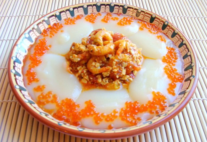 Азу из креветок с тофу и пикантным гарниром