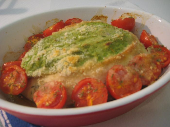 Куриные грудки, фаршированные песто