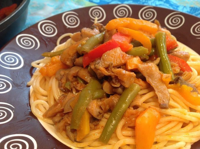 Паста с вешенками 