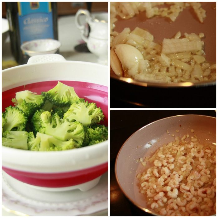 Паста с брокколи и креветками