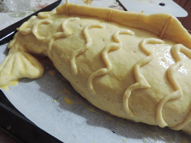 Трехслойная кулебяка &amp;quot;Золотая рыбка&amp;quot;
