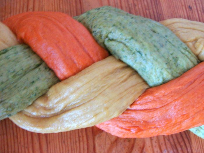 Цветной хлеб без дрожжей &amp;quot;Коса-краса&amp;quot; с натуральными добавками 