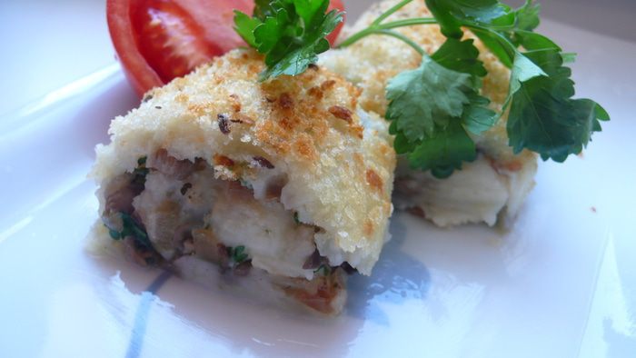 Картофельный рулет с грибами