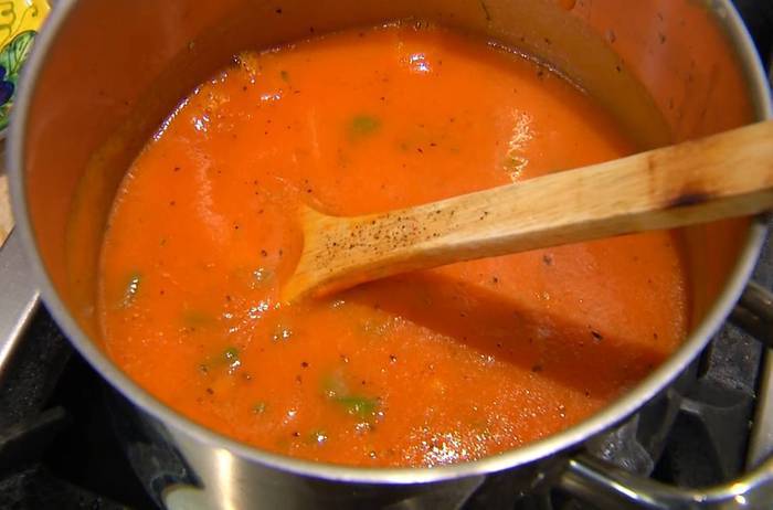 Тыквенный суп с кукурузой и креветками