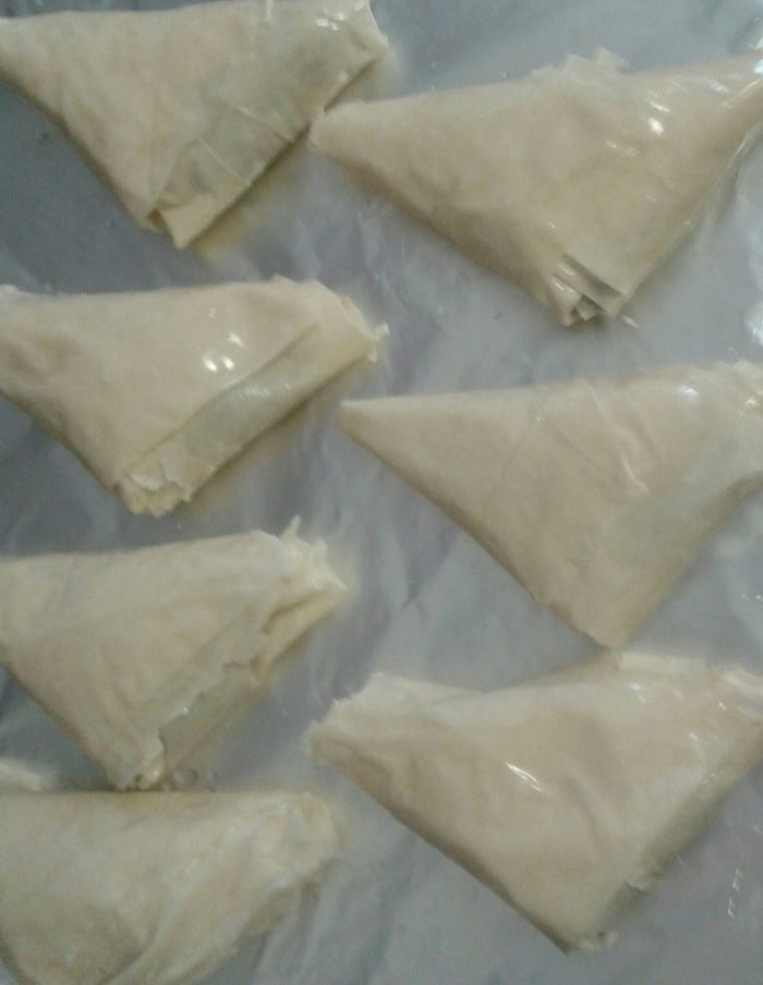 Конвертики из теста фило со шпинатом и картофелем