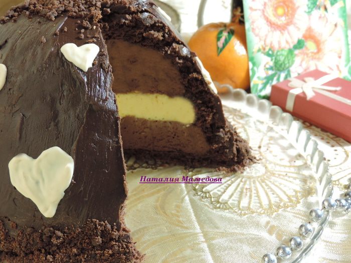 Цукотто (торт-купол) с апельсиновым и шоколадным муссами