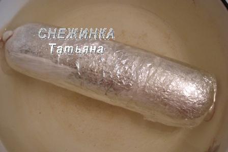 Рыбная колбаса с лисичками и картофелем «по-дачному»