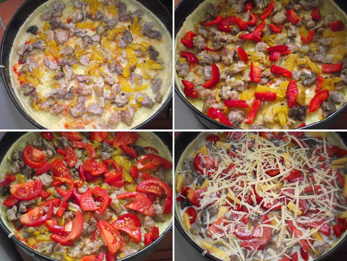 Киш с тыквой и мясом